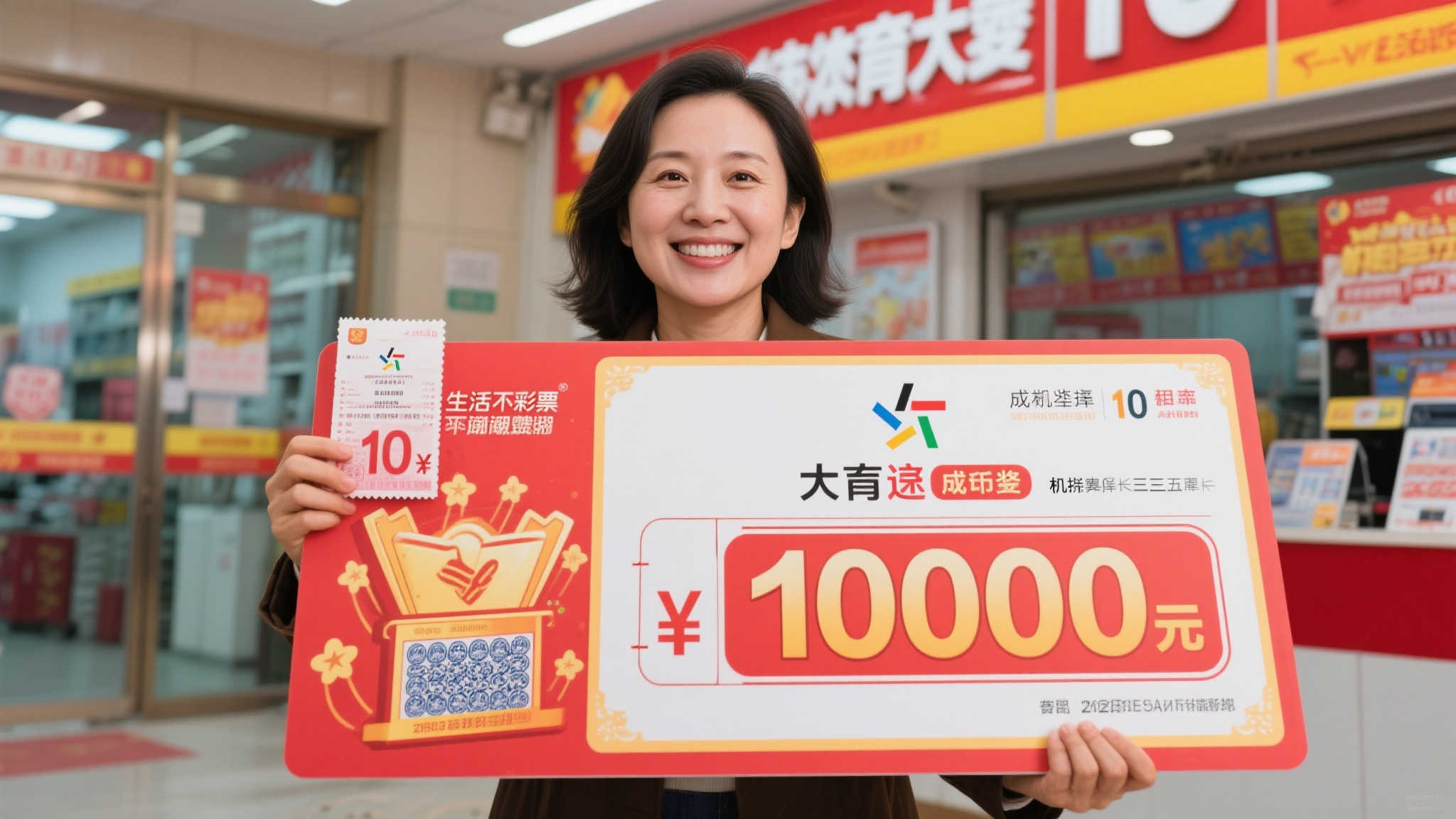 女子10元机选喜中大乐透千万巨奖，仅接触彩票三年！